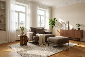 Menard Premium fotskammel i stoff - Brun - Møbler - Stoler & lenestoler - Krakk - Fotskammel