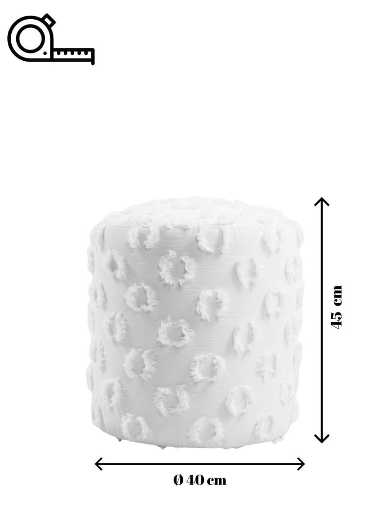 Meric sittepuff 40 cm rund - Hvit - Møbler - Stoler & lenestoler - Krakk - Puff