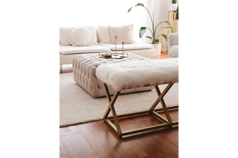 Murmu Sittekrakk 100 cm - Gull/Hvit - Møbler - Stoler & lenestoler - Krakk - Fotskammel - Sovbar fotskammel