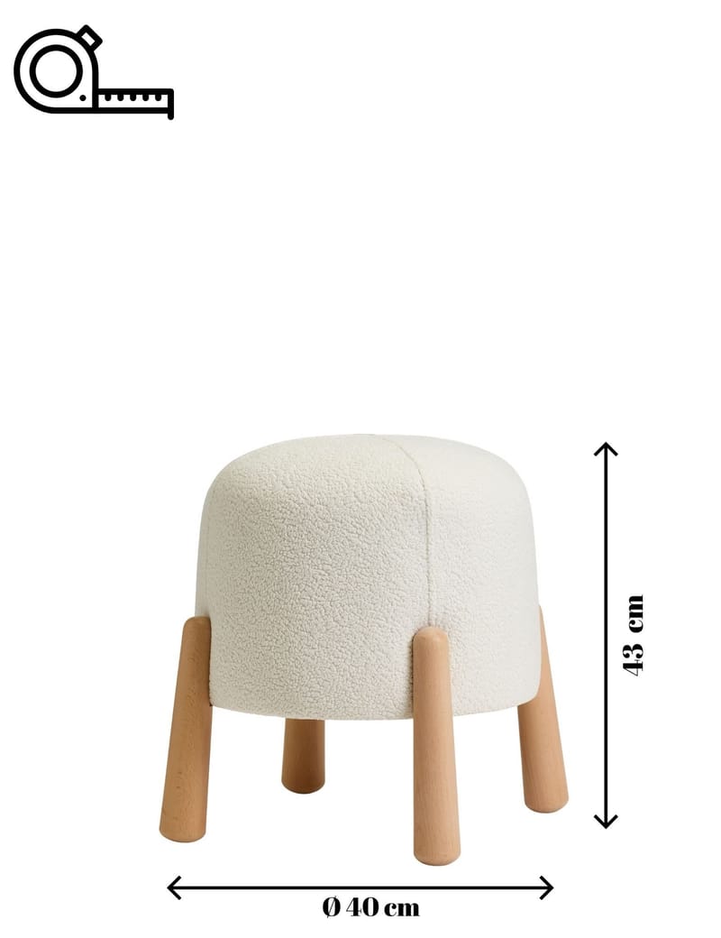 Orryn sittepuff 40 cm rund - Hvit - Møbler - Stoler & lenestoler - Krakk - Puff