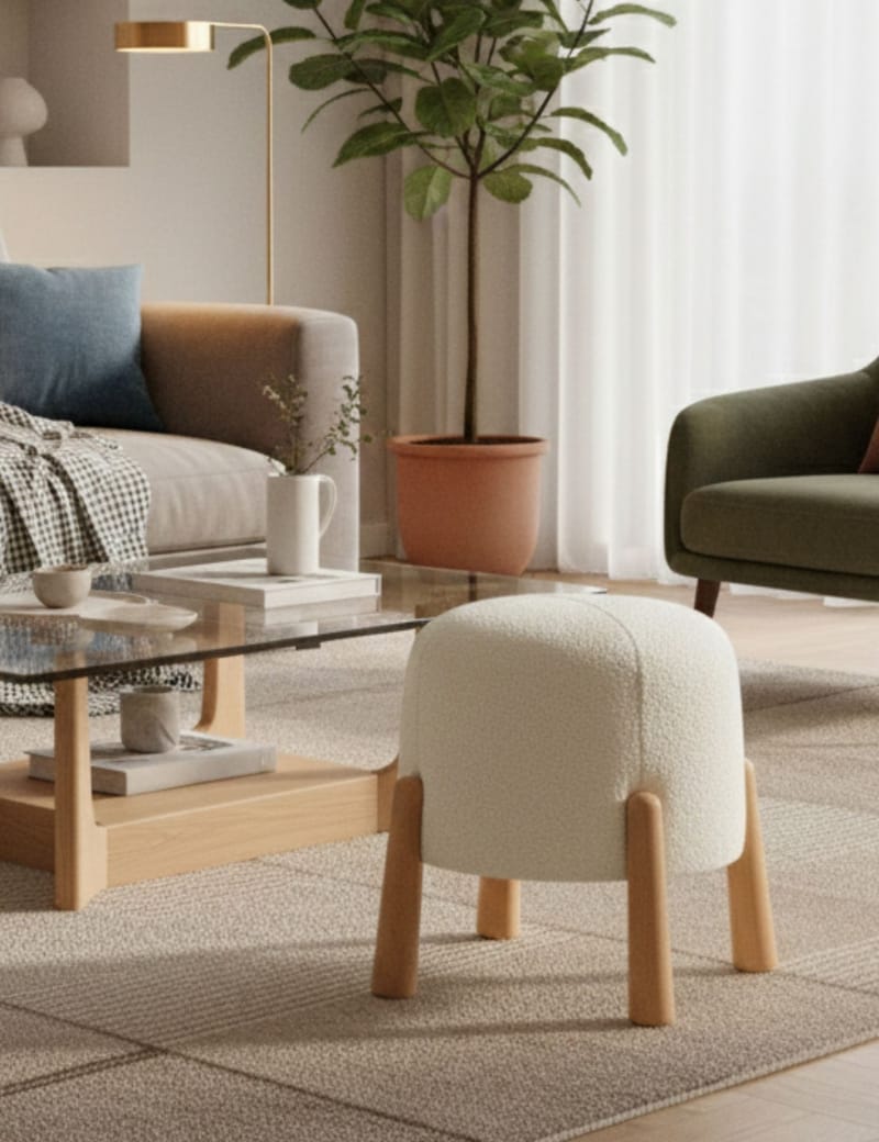 Orryn sittepuff 40 cm rund - Hvit - Møbler - Stoler & lenestoler - Krakk - Puff