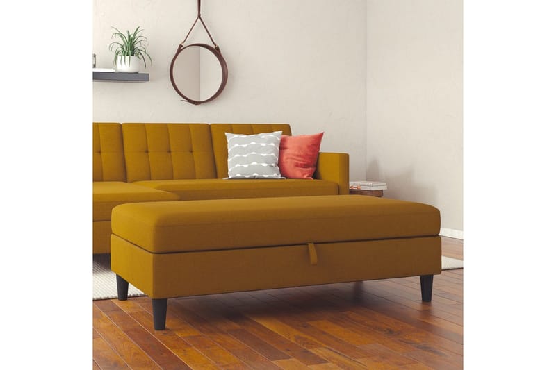 Osmaner/Krakk Hartford Gul, Linstoffutseende (100 % polyester) - Gul, Linstoffutseende (100 % polyester) - Møbler - Stoler & lenestoler - Krakk - Fotskammel