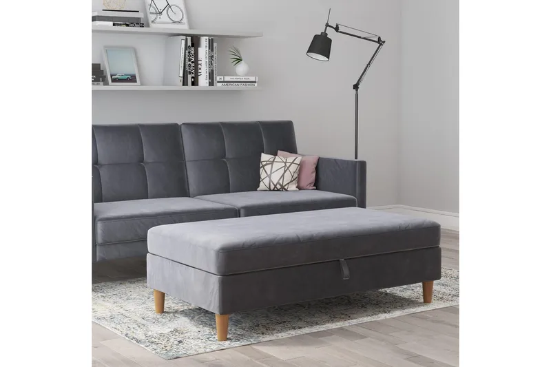 Osmaner/Krakk Lilly Antrasitt, Fløyel/Tre/Plast - Antrasitt, Fløyel/Tre/Plast - Møbler - Stoler & lenestoler - Krakk - Fotskammel