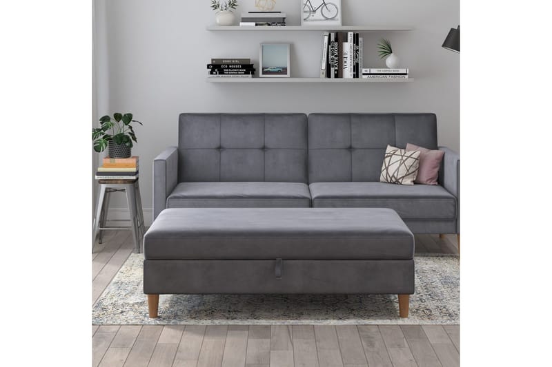 Osmaner/Krakk Lilly Antrasitt, Fløyel/Tre/Plast - Antrasitt, Fløyel/Tre/Plast - Møbler - Stoler & lenestoler - Krakk - Fotskammel