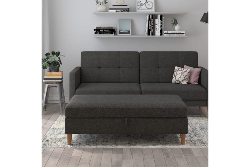 Osmaner/Krakk Lilly Antrasitt, Lin - Antrasitt, Lin - Møbler - Stoler & lenestoler - Krakk - Fotskammel