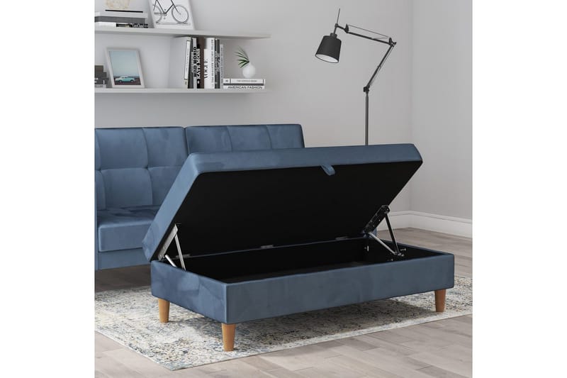 Osmaner/Krakk Lilly Blå, Fløyel/Tre/Plast - Blå, Fløyel/Tre/Plast - Møbler - Stoler & lenestoler - Krakk - Fotskammel