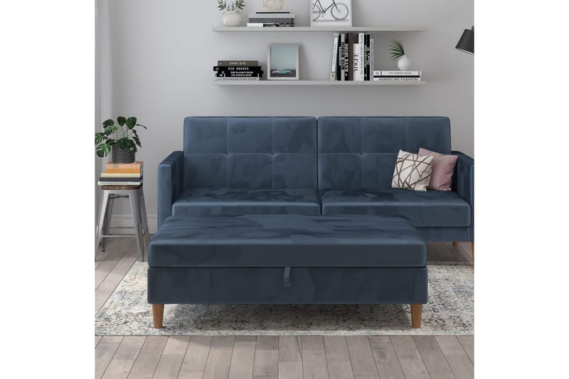 Osmaner/Krakk Lilly Blå, Fløyel/Tre/Plast - Blå, Fløyel/Tre/Plast - Møbler - Stoler & lenestoler - Krakk - Fotskammel