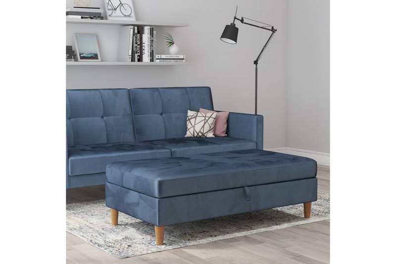 Osmaner/Krakk Lilly Blå, Fløyel/Tre/Plast - Blå, Fløyel/Tre/Plast - Møbler - Stoler & lenestoler - Krakk - Fotskammel