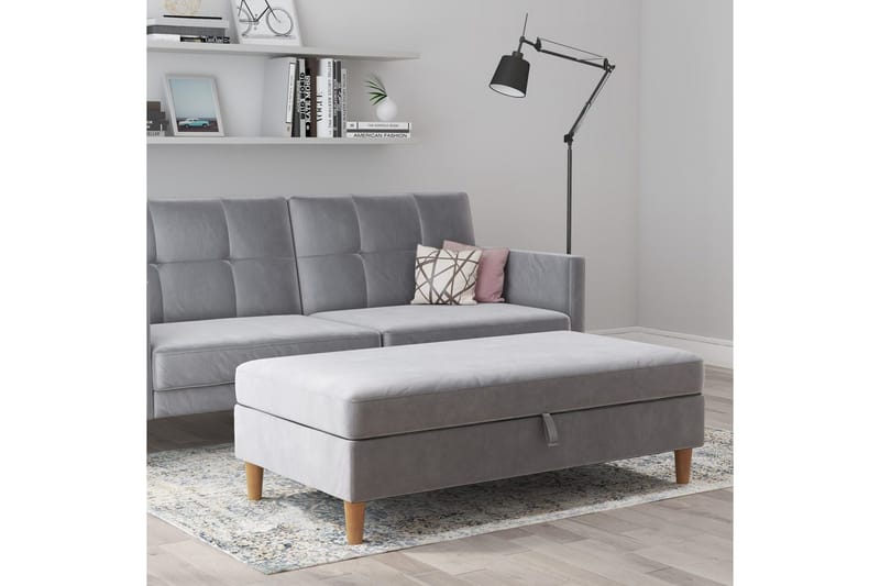 Osmaner/Krakk Lilly Lys grå, Fløyel/Tre/Plast - Lys grå, Fløyel/Tre/Plast - Møbler - Stoler & lenestoler - Krakk - Fotskammel