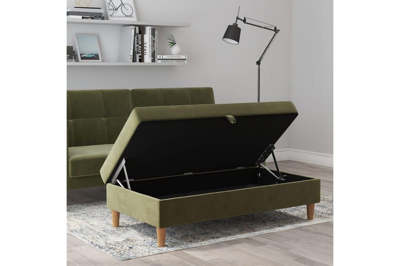 Osmaner/Krakk Lilly Olivengrønn, Fløyel/Tre/Plast - Olivengrønn, Fløyel/Tre/Plast - Møbler - Stoler & lenestoler - Krakk - Fotskammel