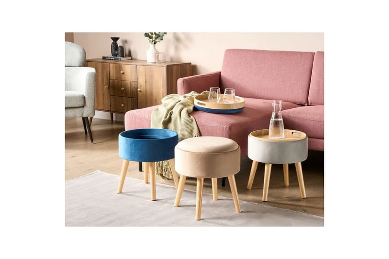 Pall Neely Beige - Beige - Møbler - Stoler & lenestoler - Krakk - Fotskammel