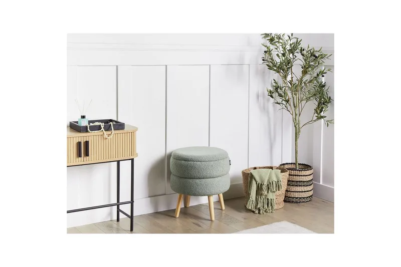 Pall Okaton Grønn/lyst tre - Grønn/lyst tre - Møbler - Stoler & lenestoler - Krakk - Fotskammel