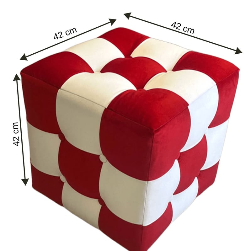 Peticire Sittepuff 42 cm - Rød og hvit - Møbler - Stoler & lenestoler - Krakk - Puff