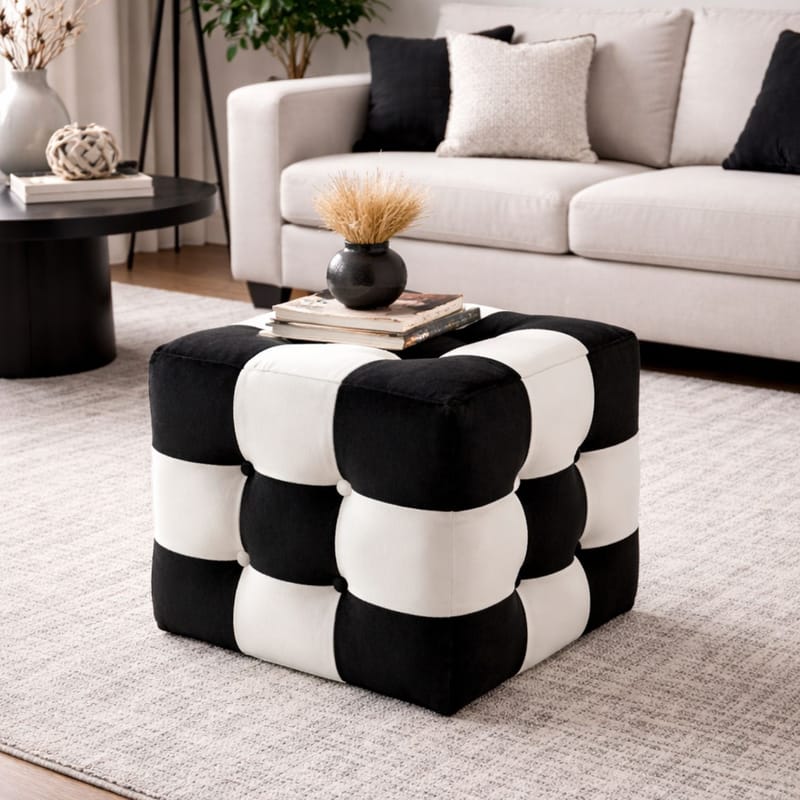 Peticire Sittepuff 42 cm - Svart/hvit - Møbler - Stoler & lenestoler - Krakk - Puff