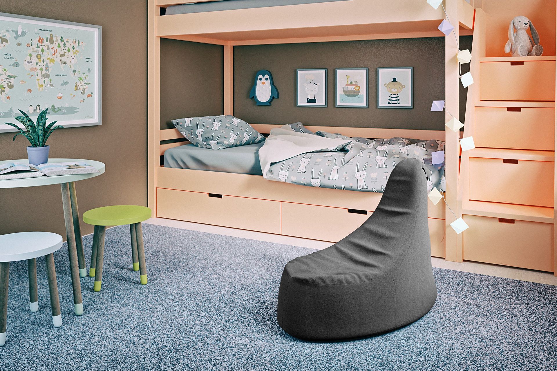 Ankala Sittepuff 90 cm - Mørkegrå