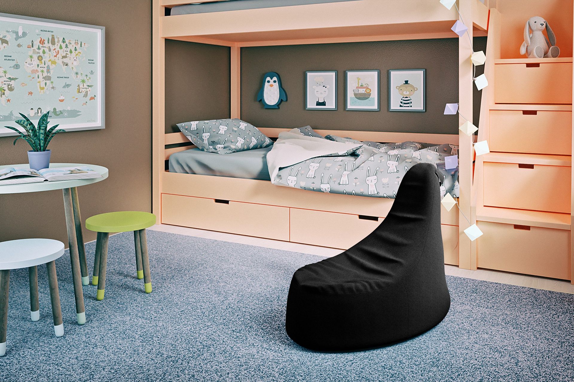 Ankala Sittepuff 90 cm - Svart