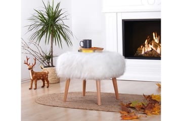 Baddeck Sittepuff 50 cm - Hvit - Møbler - Stoler & lenestoler - Krakk - Puff