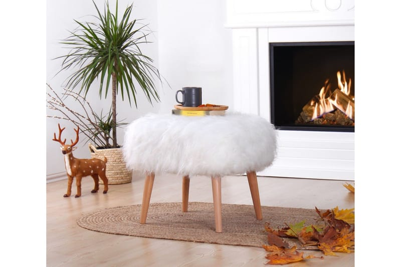 Baddeck Sittepuff 50 cm - Hvit - Møbler - Stoler & lenestoler - Krakk - Puff