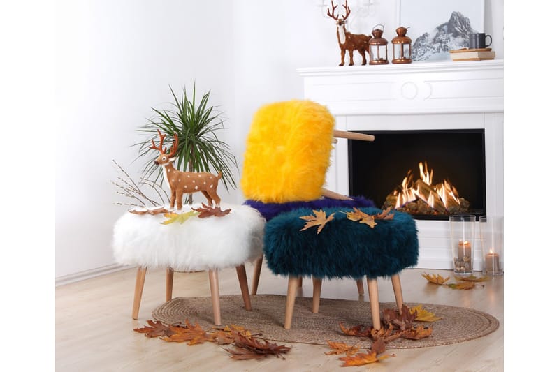 Baddeck Sittepuff 50 cm - Hvit - Møbler - Stoler & lenestoler - Krakk - Puff