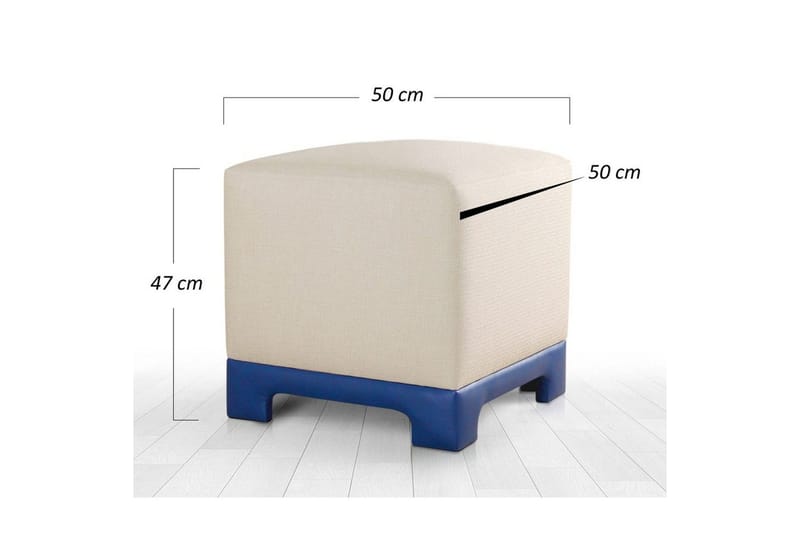 Puff Belarville Krem / Blå - Krem / Blå - Møbler - Stoler & lenestoler - Krakk - Puff