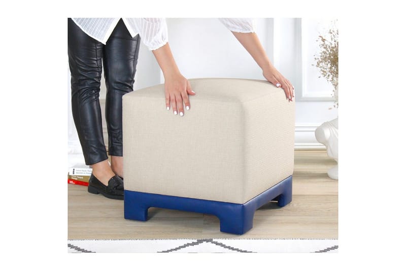 Puff Belarville Krem / Blå - Krem / Blå - Møbler - Stoler & lenestoler - Krakk - Puff