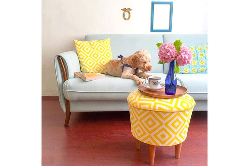 Bordentown Sittepuff 42 cm - Gul - Møbler - Stoler & lenestoler - Krakk - Puff