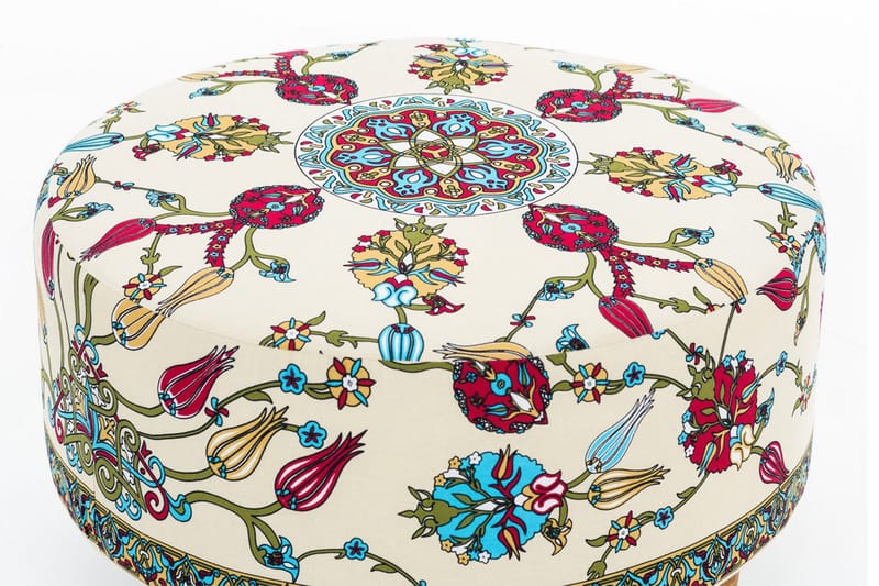 Cerasolo Sittepuff Rund - Fløyel/Beige/Rød/Natur - Møbler - Stoler & lenestoler - Krakk - Puff