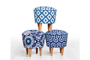 Debesis Sittepuff 42 cm - Blå/Hvit - Møbler - Stoler & lenestoler - Krakk - Puff