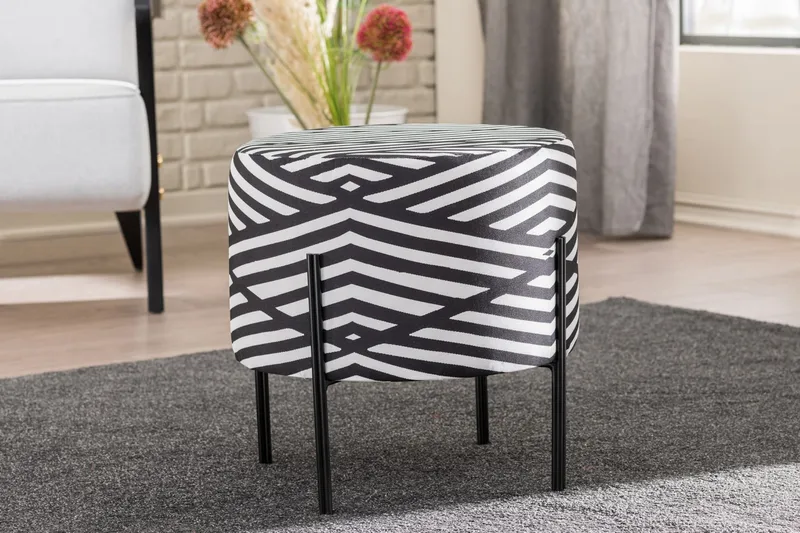 Flowery Sittepuff, Svart/Hvit