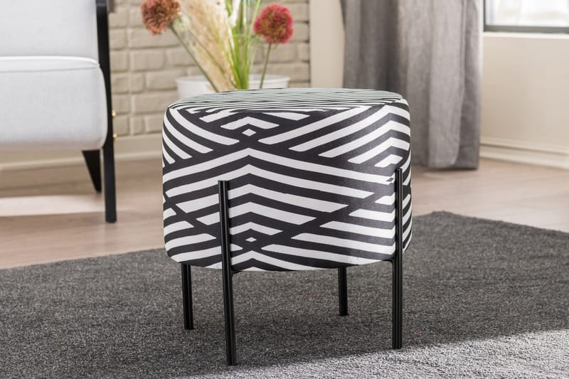 Flowery Sittepuff, Svart/Hvit