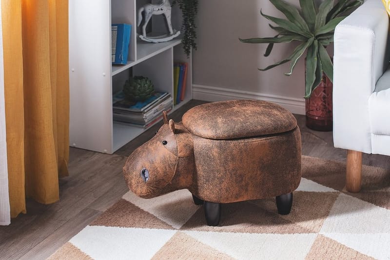 Hippo Puff 32 cm - Brun - Møbler - Stoler & lenestoler - Krakk - Puff - Sittepuff med oppbevaring