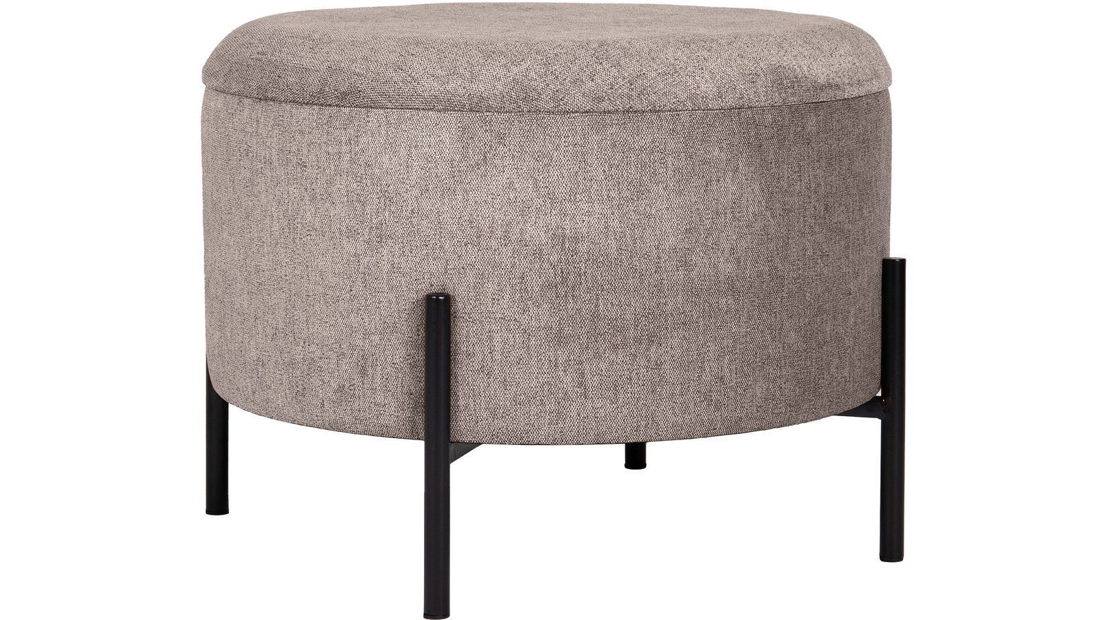 Karan puff med oppbevaring 55 cm rund - Lysebrun