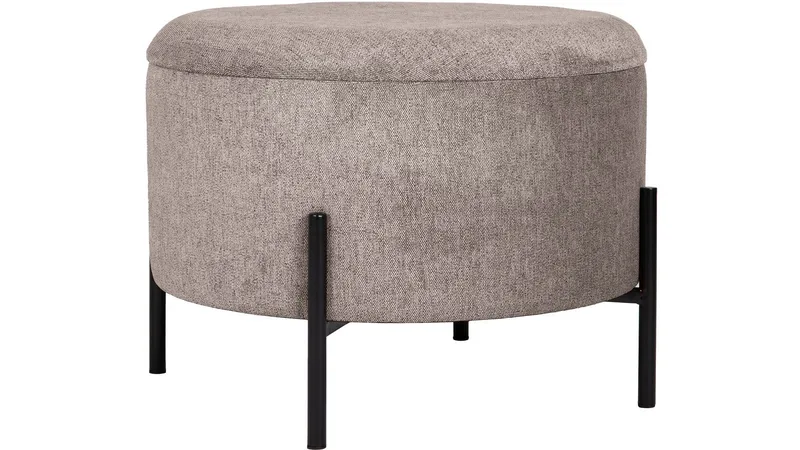 Karan puff med oppbevaring 55 cm rund, Lysebrun