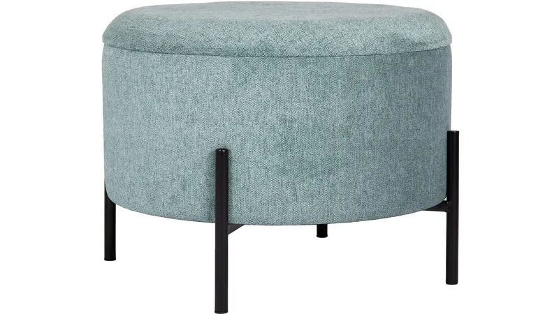 Karan puff med oppbevaring 55 cm rund, Blågrønn
