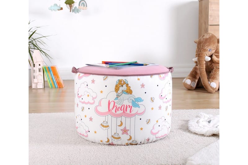 Lachine Barnestittepuff - Rosa/Hvit - Møbler - Stoler & lenestoler - Krakk - Puff