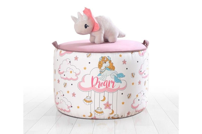 Lachine Barnestittepuff - Rosa/Hvit - Møbler - Stoler & lenestoler - Krakk - Puff