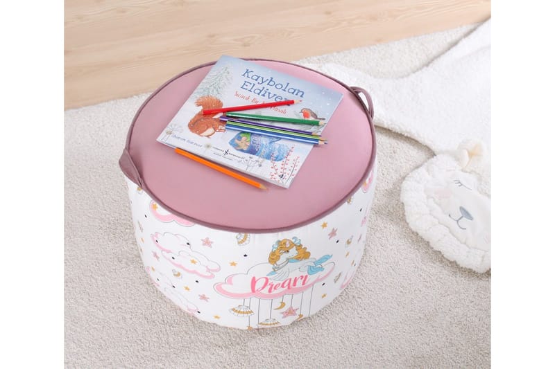 Lachine Barnestittepuff - Rosa/Hvit - Møbler - Stoler & lenestoler - Krakk - Puff