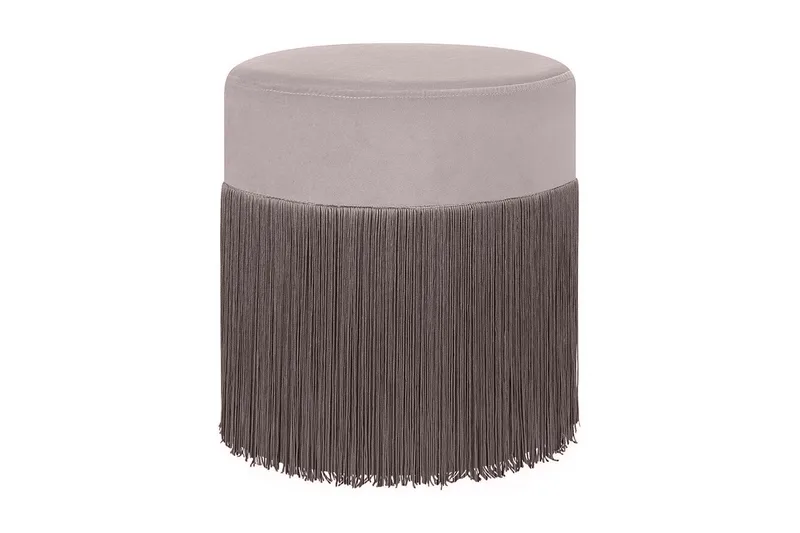 Lefurgy Sittepuff med Frynser Fløyel, Beige