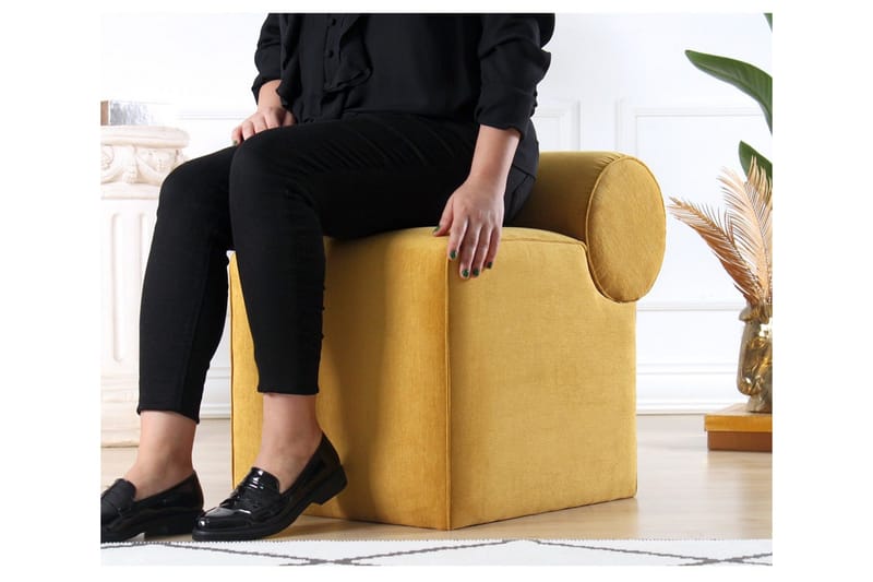 Linburg Sittepuff 45 cm - Gul - Møbler - Stoler & lenestoler - Krakk - Puff