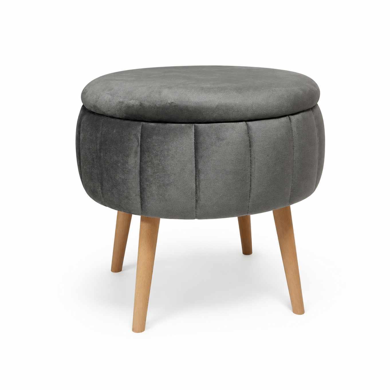 Puff med oppbevaring Atelier Del Sofa Berlin Babyface (Ø45 x H44 cm) Antrasitt - Antrasitt