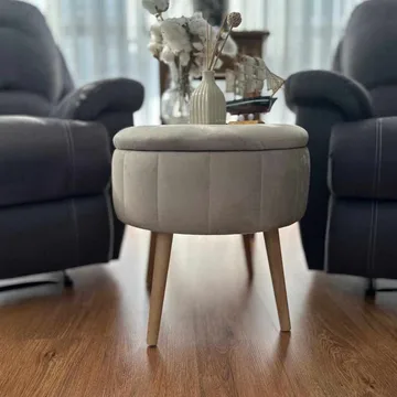 Puff med oppbevaring Atelier Del Sofa Berlin Babyface (Ø45 x H44 cm) Beige - Møbler - Stoler & lenestoler - Krakk - Puff - Sittepuff med oppbevaring