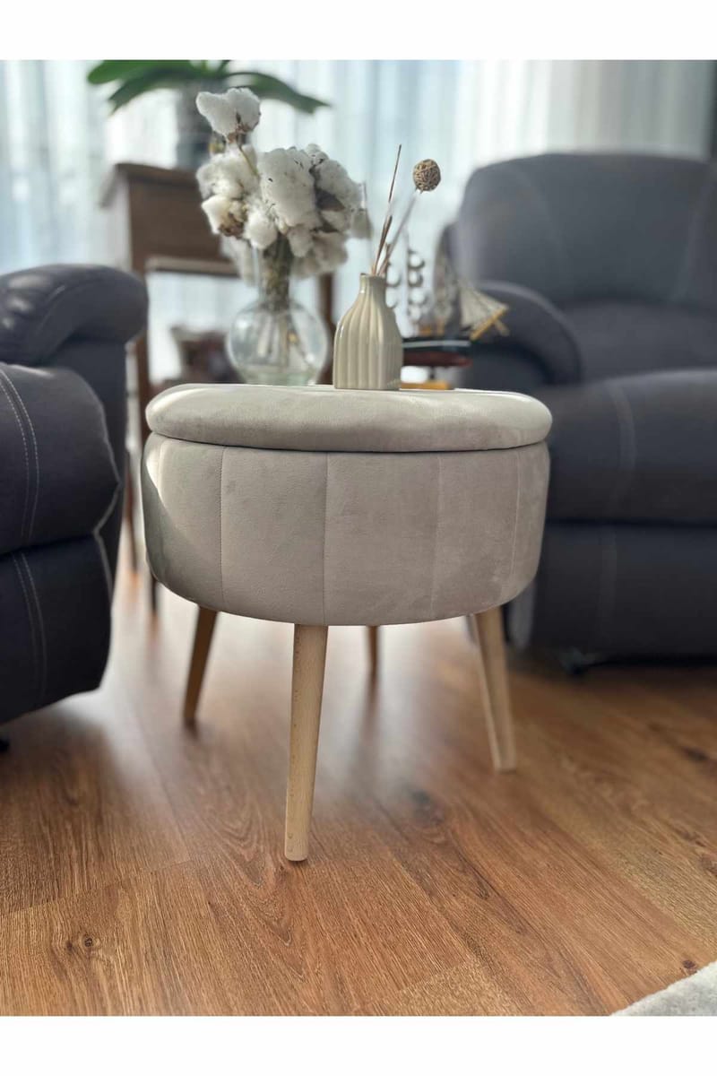 Puff med oppbevaring Atelier Del Sofa Berlin Babyface (Ø45 x H44 cm) Beige - Møbler - Stoler & lenestoler - Krakk - Puff