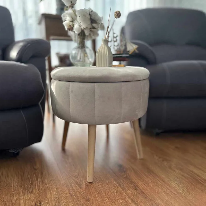 Puff med oppbevaring Atelier Del Sofa Berlin Babyface (Ø45 x H44 cm) Beige - Møbler - Stoler & lenestoler - Krakk - Puff