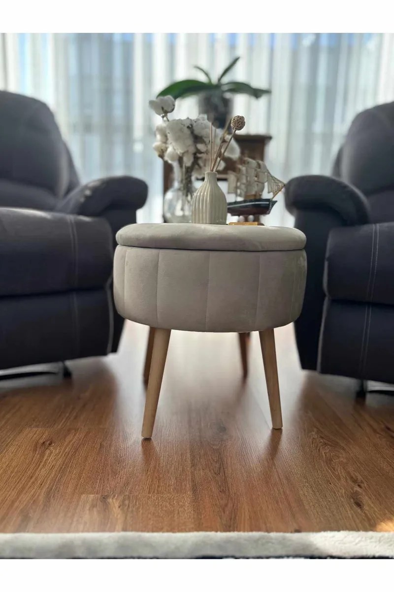 Puff med oppbevaring Atelier Del Sofa Berlin Babyface (Ø45 x H44 cm) Beige - Møbler - Stoler & lenestoler - Krakk - Puff