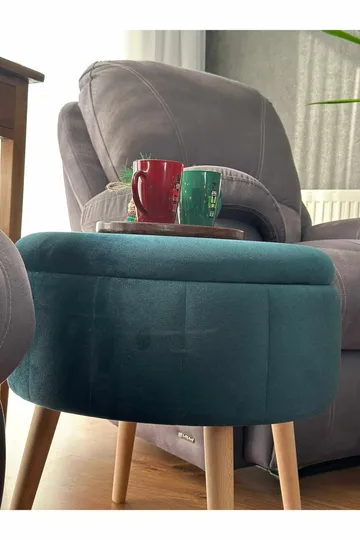Puff med oppbevaring Atelier Del Sofa Berlin Babyface (Ø45 x H44 cm) Emerald - Møbler - Stoler & lenestoler - Krakk - Puff - Sittepuff med oppbevaring