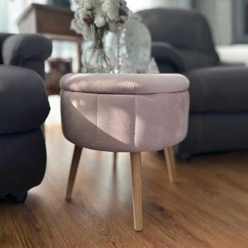 Puff med oppbevaring Atelier Del Sofa Berlin Babyface (Ø45 x H44 cm) Rosa - Møbler - Stoler & lenestoler - Krakk - Puff