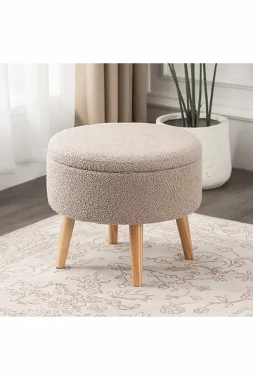 Puff med oppbevaring Atelier Del Sofa Berlin Wellsoft (Ø45 x H44 cm) Beige - Møbler - Stoler & lenestoler - Krakk - Puff - Sittepuff med oppbevaring