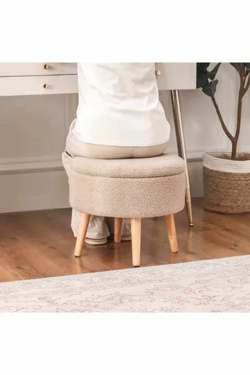 Puff med oppbevaring Atelier Del Sofa Berlin Wellsoft (Ø45 x H44 cm) Beige - Møbler - Stoler & lenestoler - Krakk - Puff - Sittepuff med oppbevaring