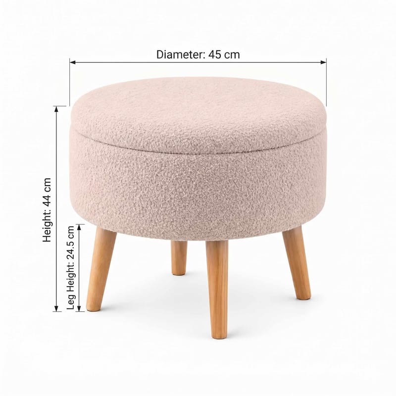 Puff med oppbevaring Atelier Del Sofa Berlin Wellsoft (Ø45 x H44 cm) Beige - Møbler - Stoler & lenestoler - Krakk - Puff
