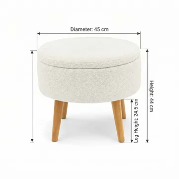 Puff med oppbevaring Atelier Del Sofa Berlin Wellsoft (Ø45 x H44 cm) Hvit - Møbler - Stoler & lenestoler - Krakk - Puff - Sittepuff med oppbevaring